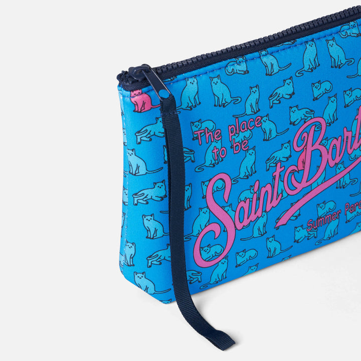 Aline scuba pochette with cats print