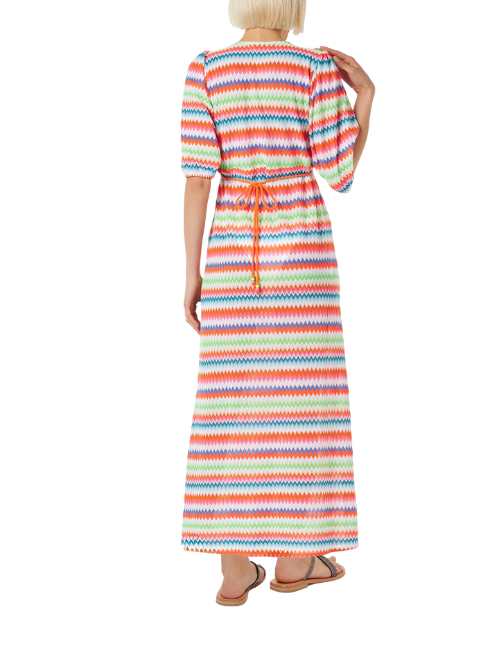 Chevron raschel knit long beach dress Bliss with striped pattern - MC2 Saint Barth