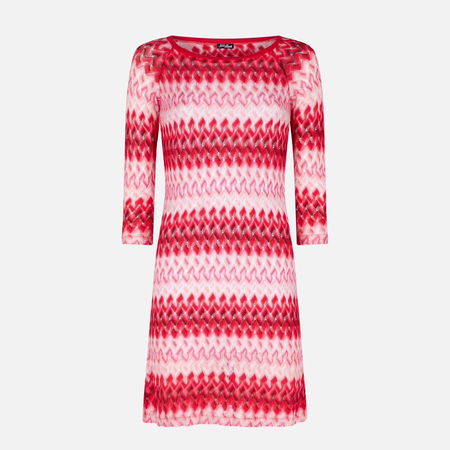 Mini abito in maglia rosso multicolore