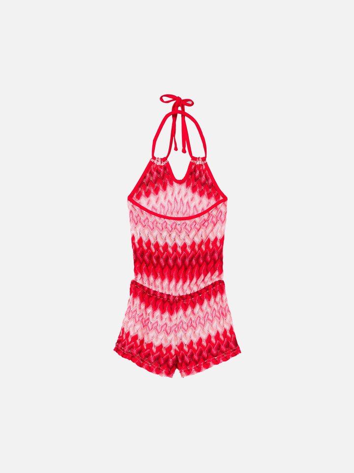 Abito da bambina in maglia fantasia chevron
