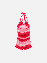 Girl knit dress chevron pattern