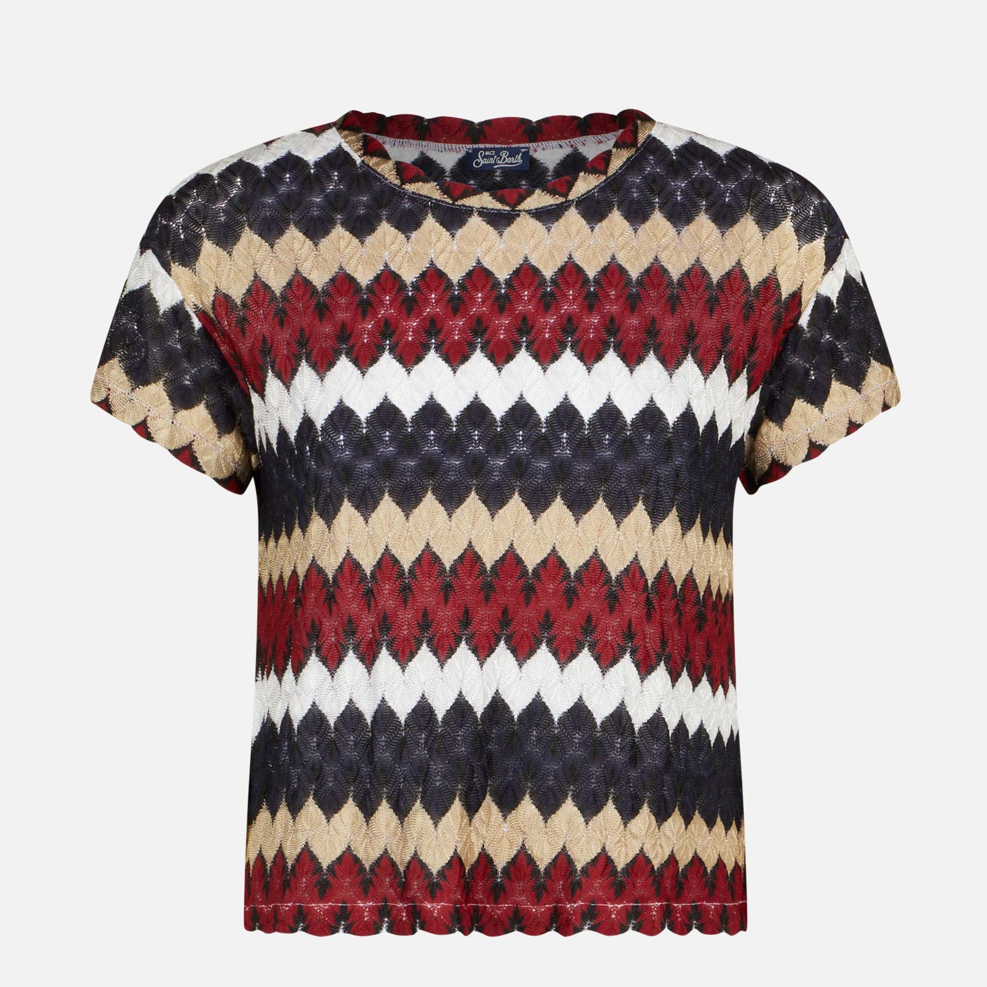 Burgundy chevron knitted top - MC2 Saint Barth