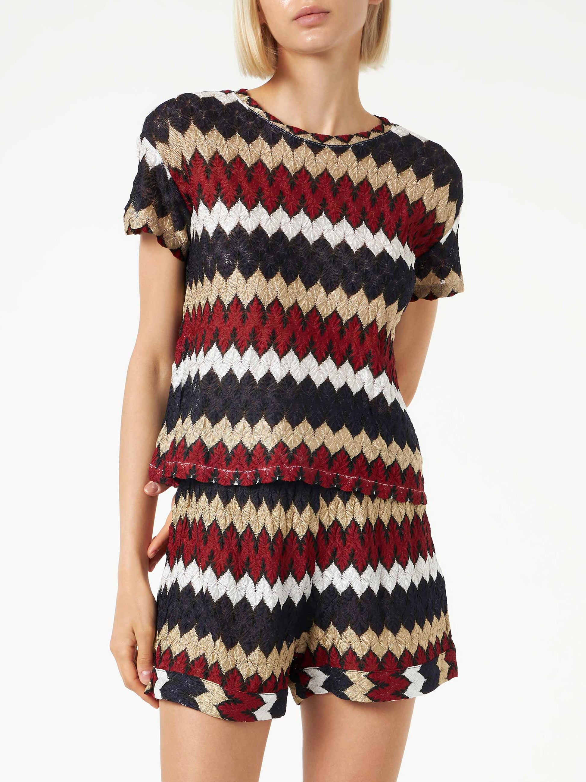 Burgundy chevron knitted top - MC2 Saint Barth