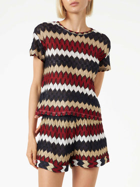 Burgundy chevron knitted top - MC2 Saint Barth