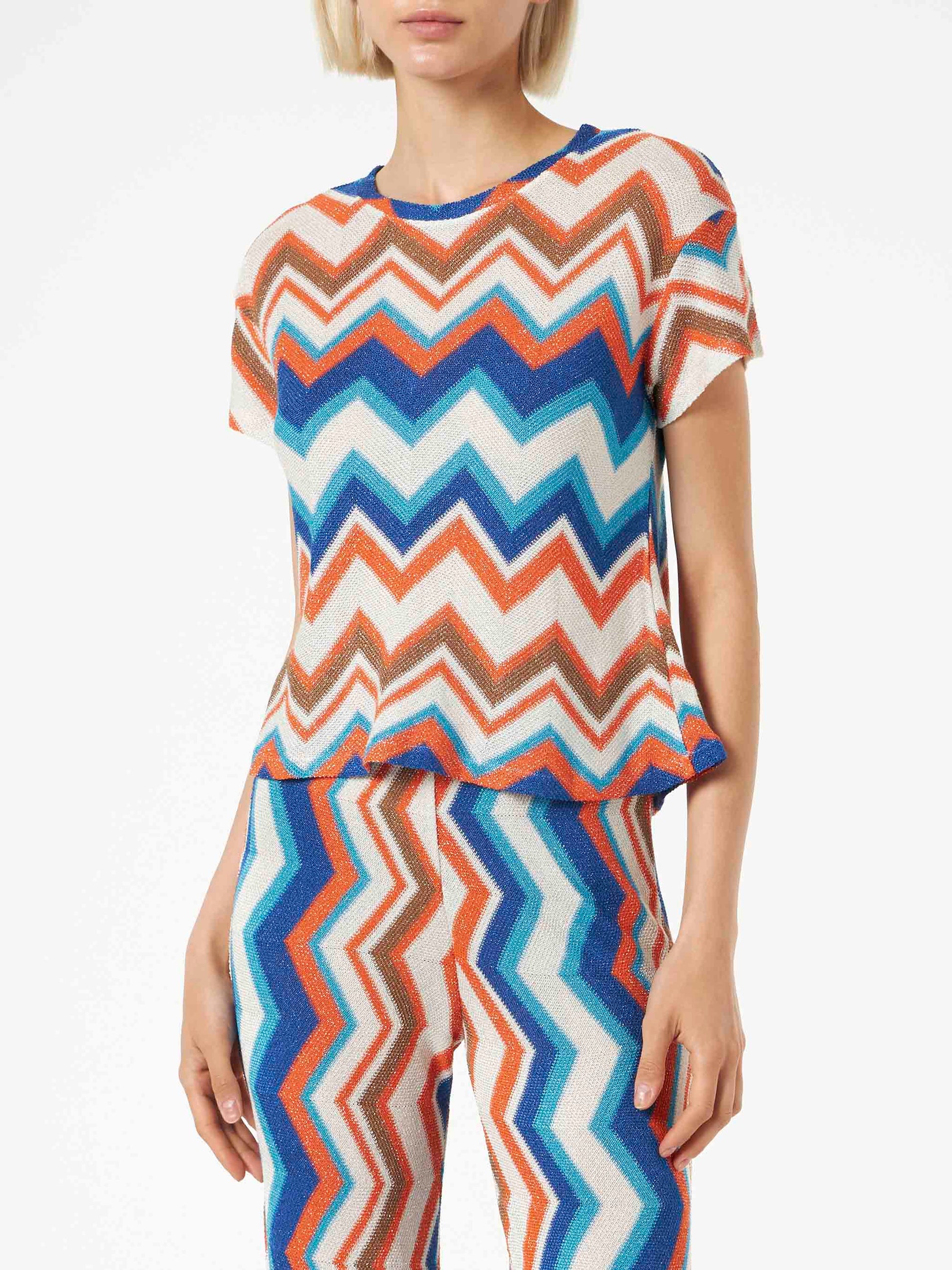 Orange chevron knitted top - MC2 Saint Barth