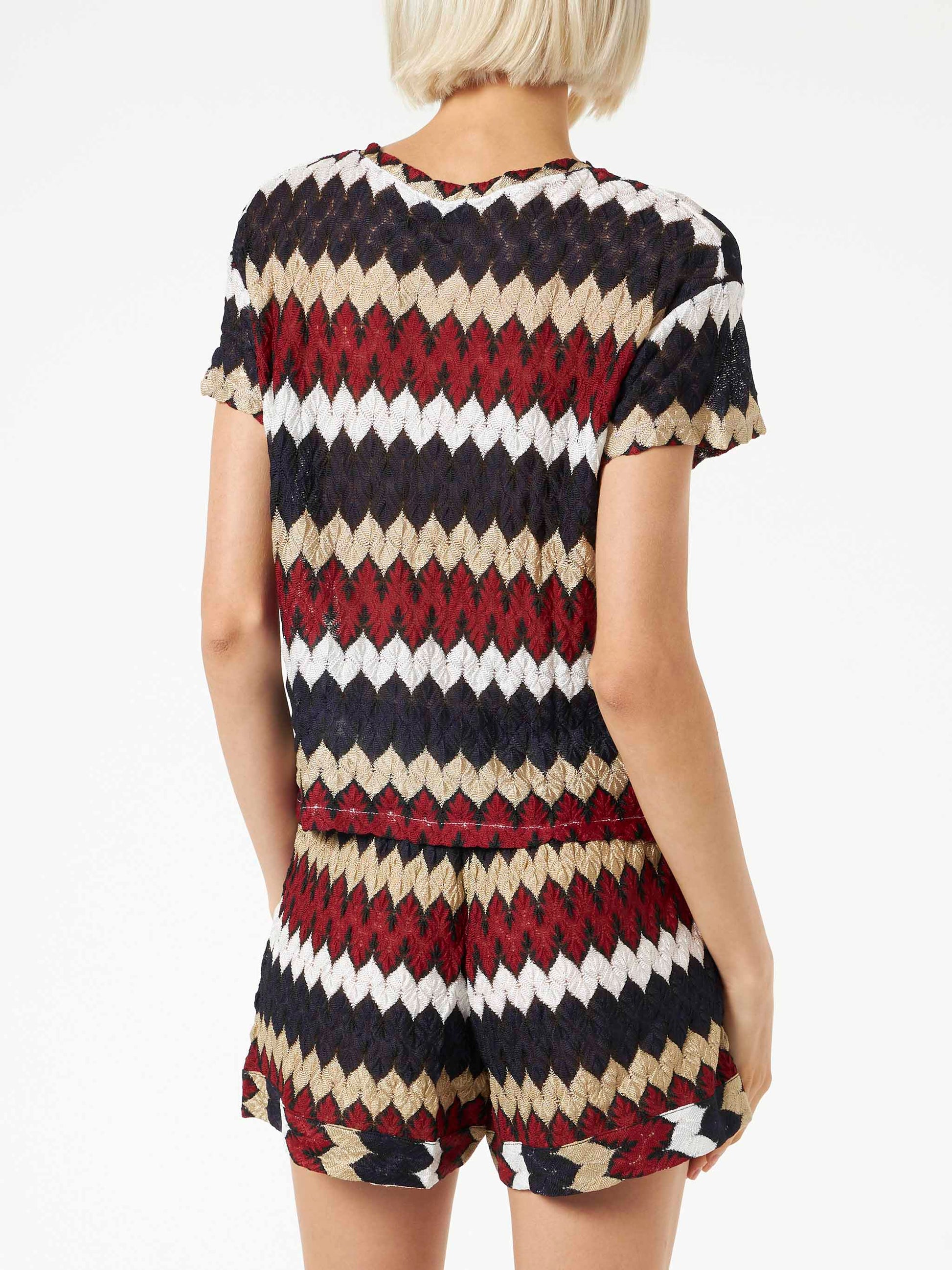 Burgundy chevron knitted top - MC2 Saint Barth