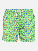 Light fabric man swim shorts roosters print