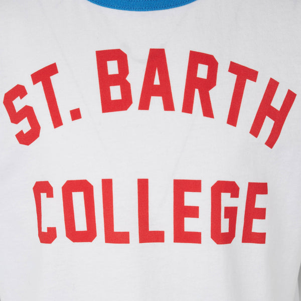 T-shirt da bambino in cotone con scritta St. Barth College