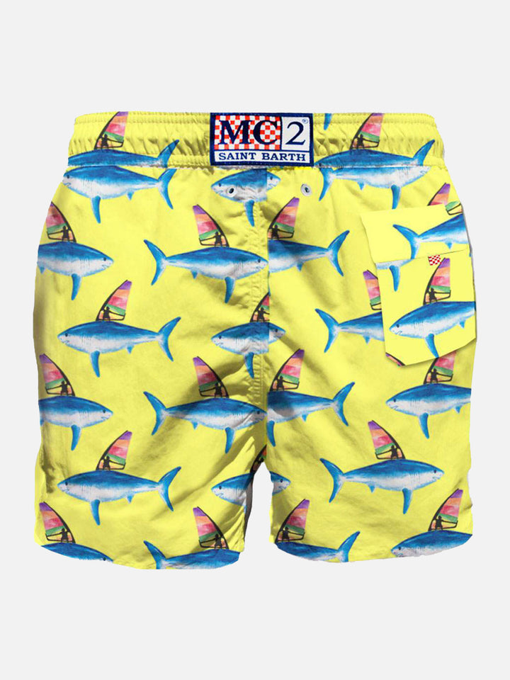 Mid-length swim shorts with sharks print - MC2 Saint Barth
