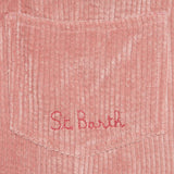 Girl pink corduroy salopette with St. Barth embroidery