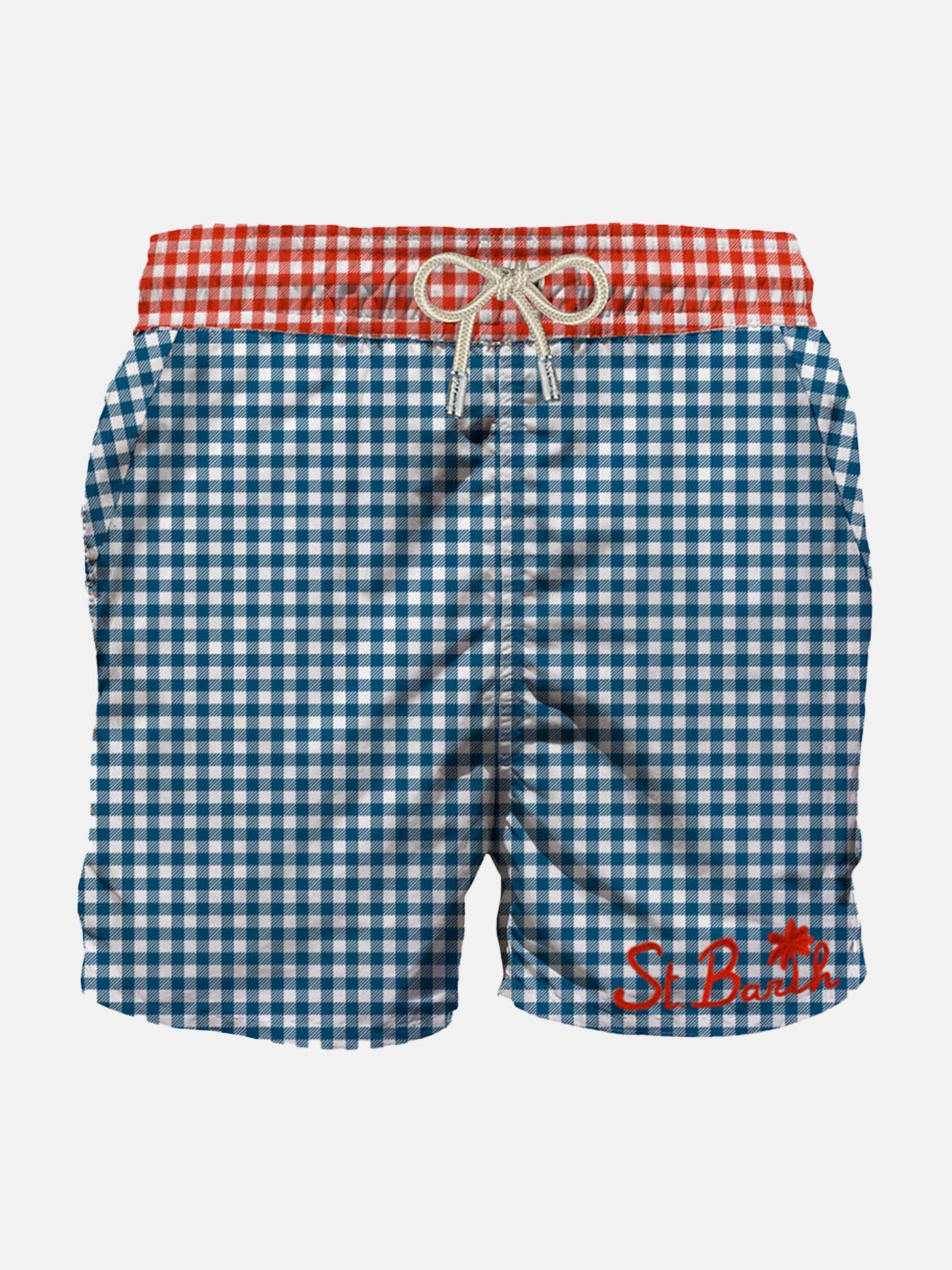 Man swim shorts gingham print with pocket - MC2 Saint Barth