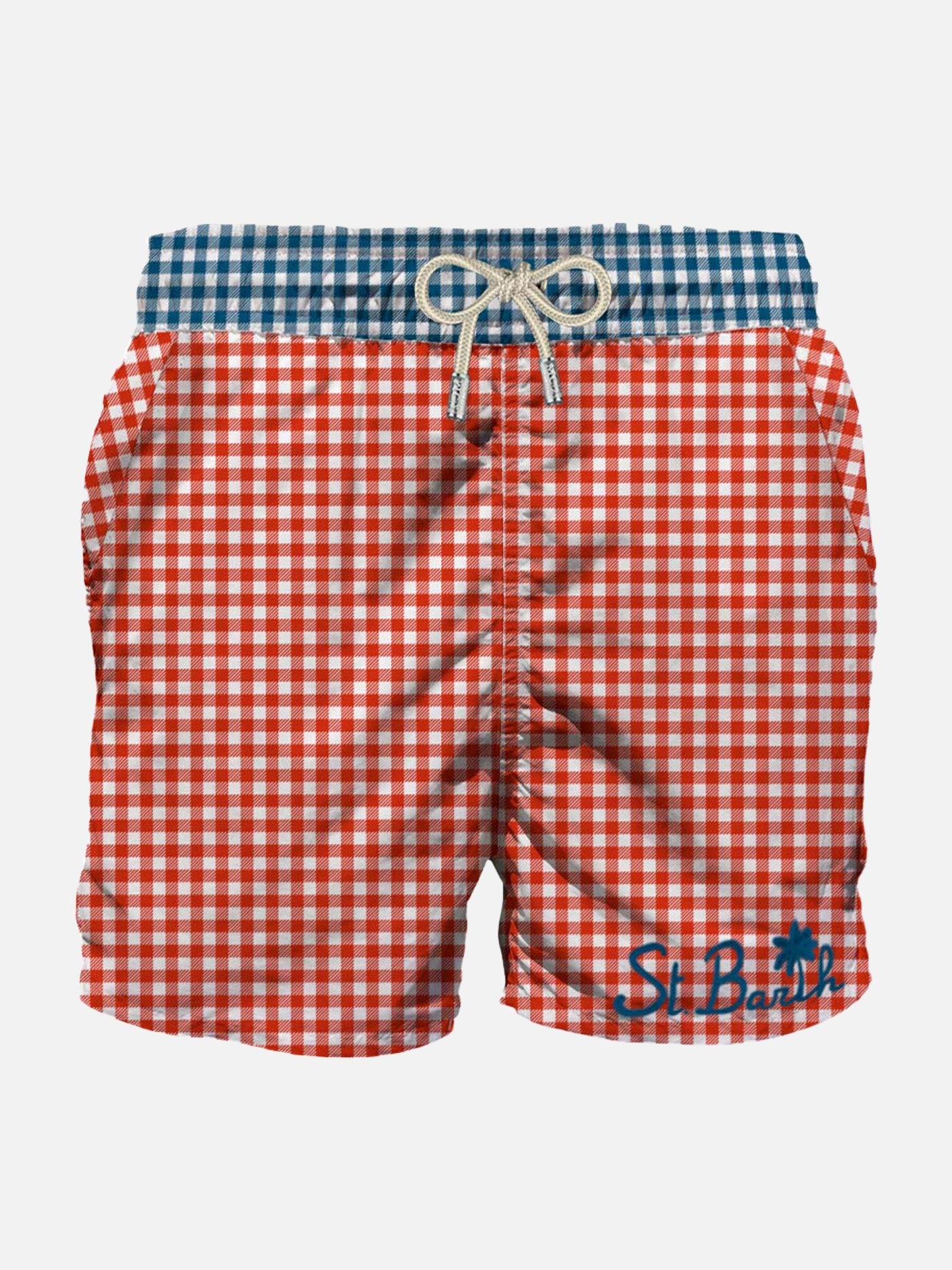 Man swim shorts gingham print and pocket - MC2 Saint Barth