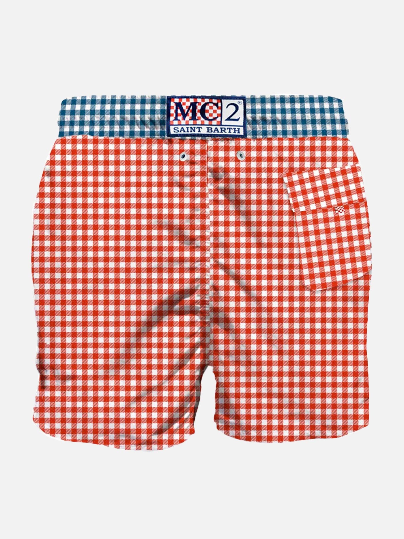 Man swim shorts gingham print and pocket - MC2 Saint Barth