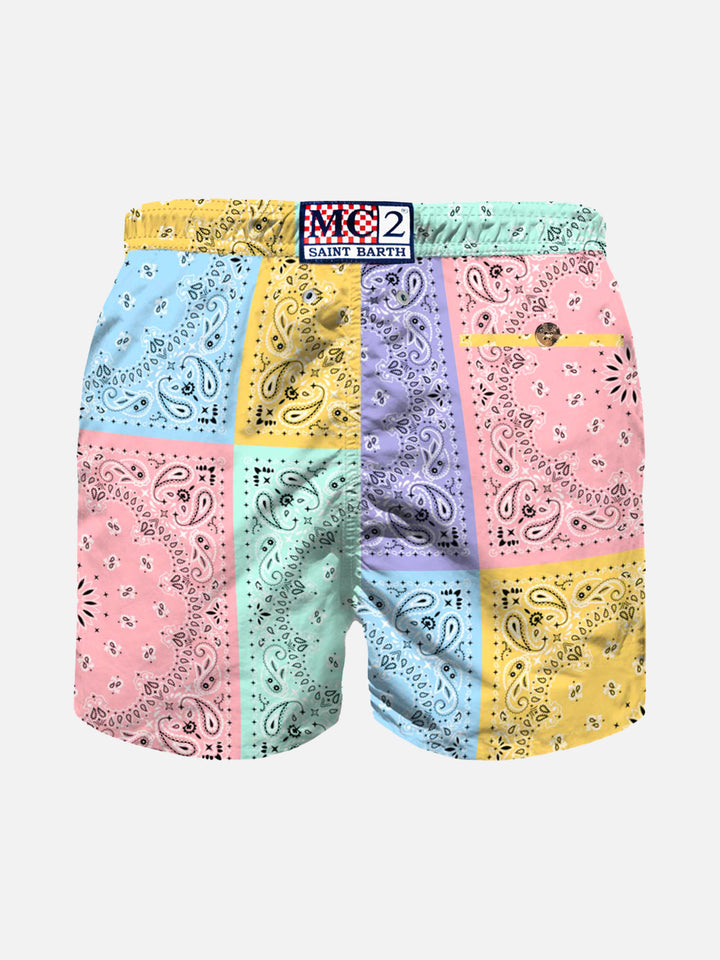 Boy swim shorts with multicolor bandanna print - MC2 Saint Barth