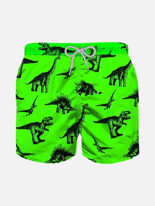 Boy swim short with dinosaurs print