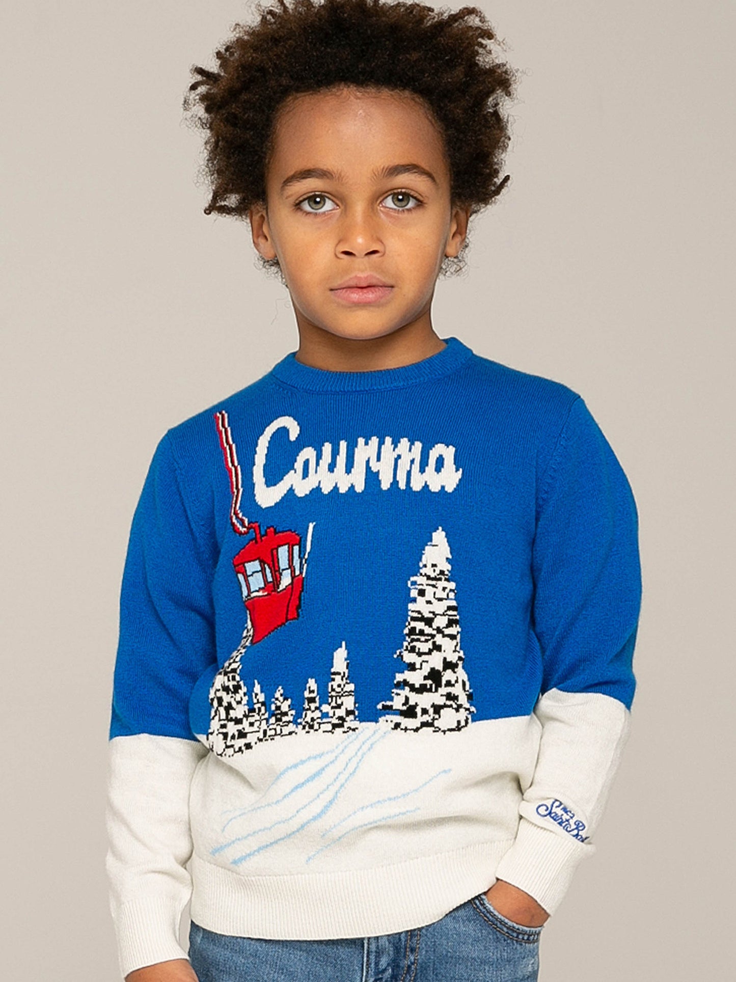 Boy sweater with Courmayeur jacquard