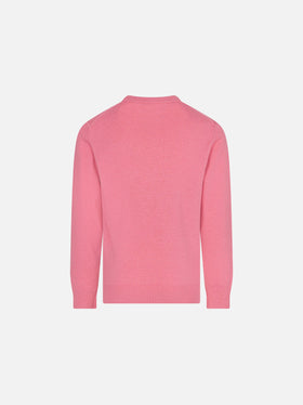 Maglione da bambina girocollo con cartolina di Courmayeur