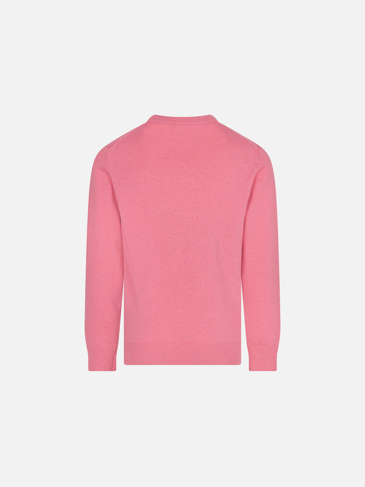 Maglione da bambina girocollo con cartolina di Courmayeur