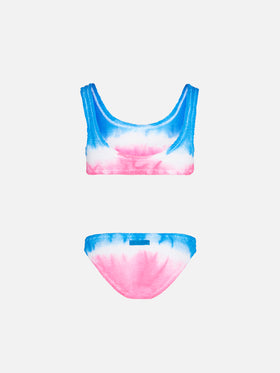 Bikini da bambina a bralette crinkle effetto annodato