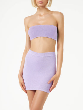 Woman lilac crinkle mini skirt