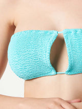 Wassergrünes Crinkle-Bandeau-Top für Damen