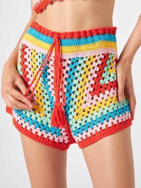 Mehrfarbige Häkelshorts