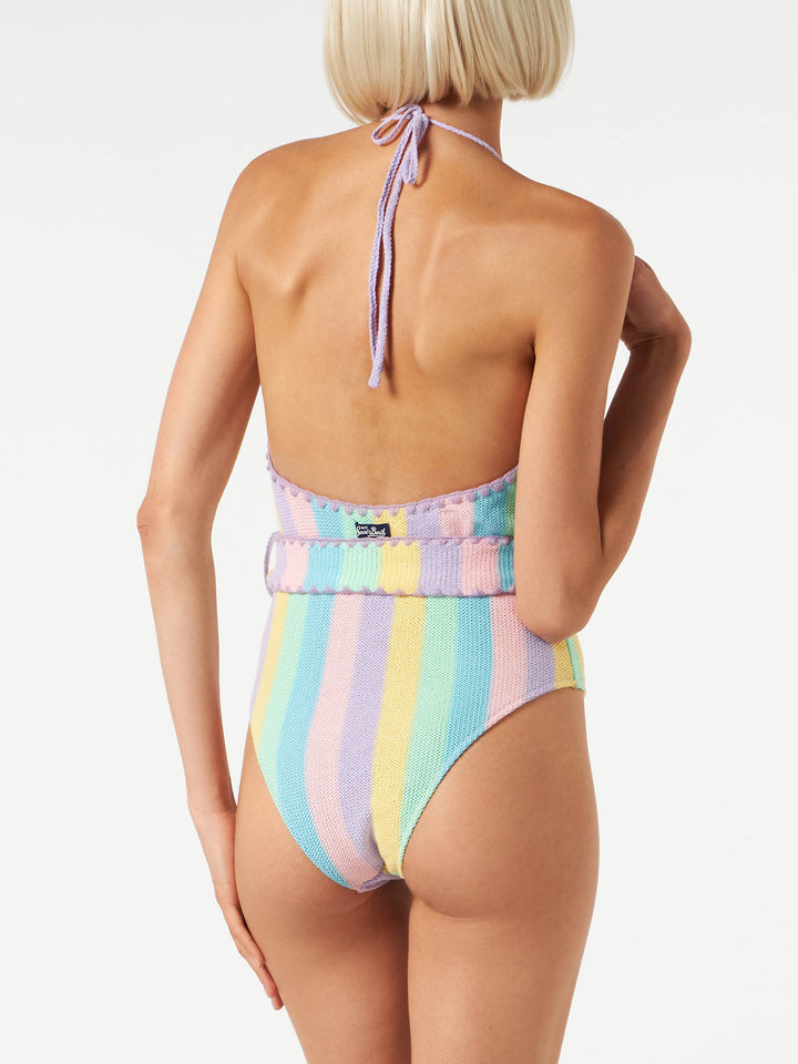 One-piece swimsuit Axelle in pastel colors crochet