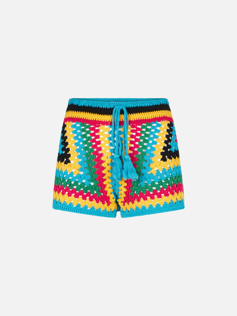 Multicolor crochet shorts