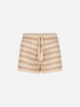 Pantaloncini multicolore all'uncinetto