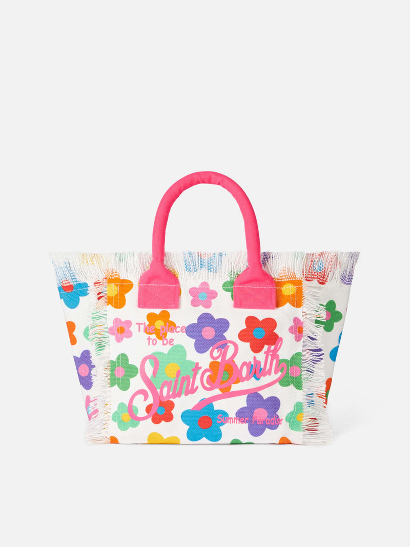 Borsa a mano Colette in tela di cotone multicolore con stampa fiori