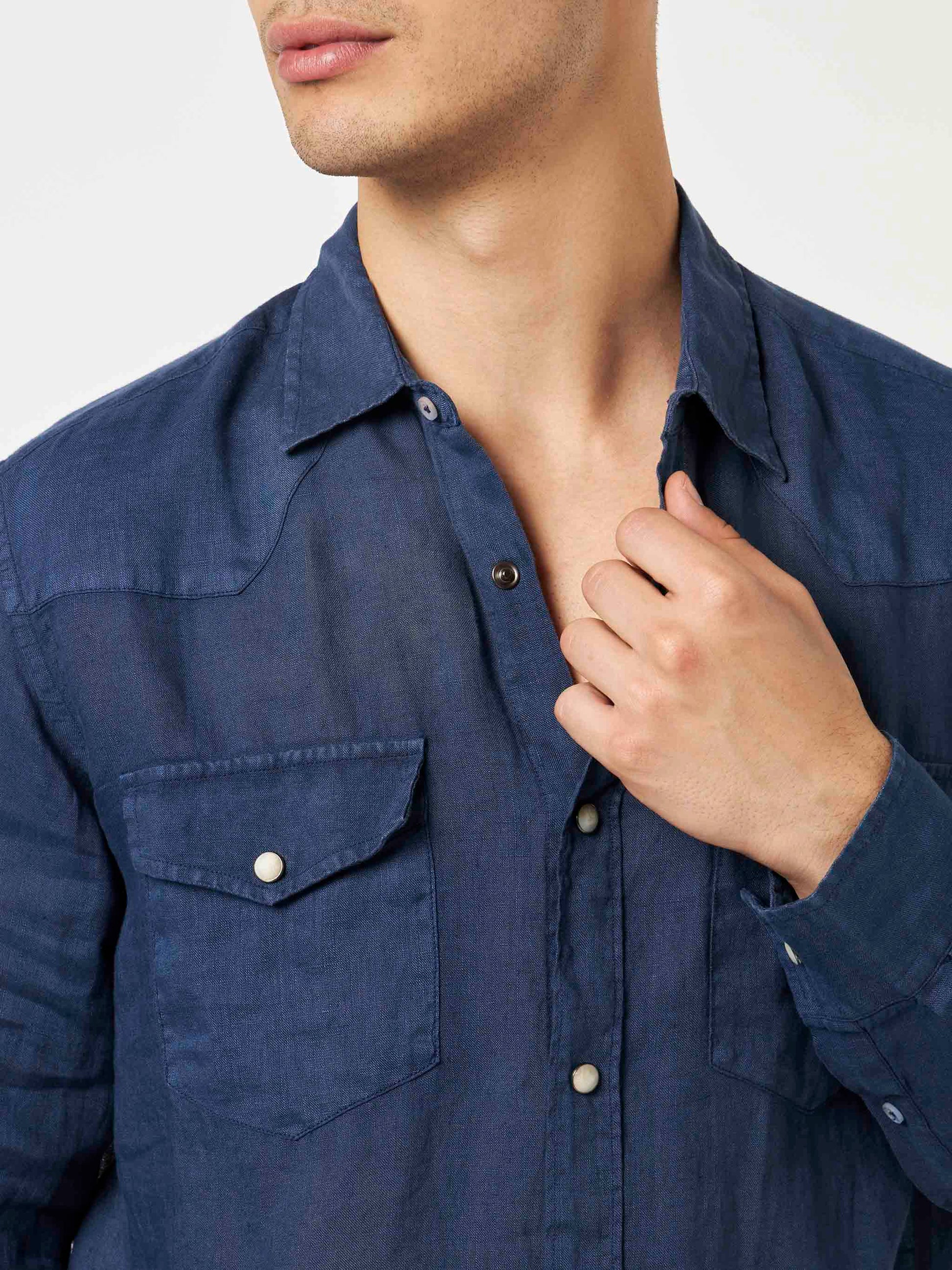 Dark denim linen shirt - MC2 Saint Barth