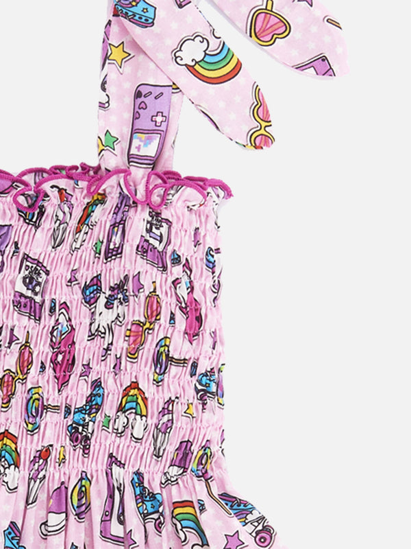 Girl dress rainbow print