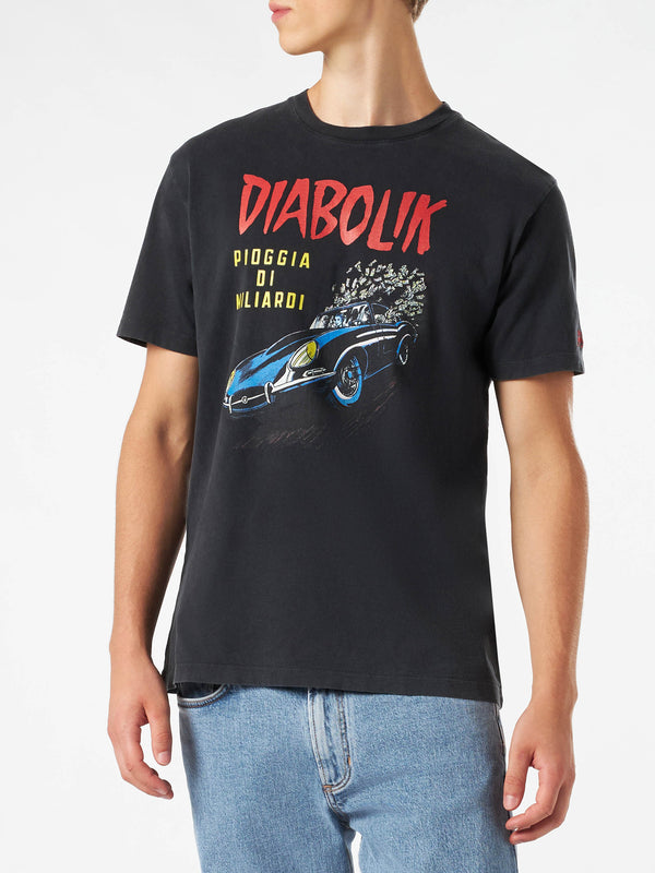 Man cotton vintage treatment t-shirt with Diabolik car and money printed | DIABOLIK SPECIAL EDITION