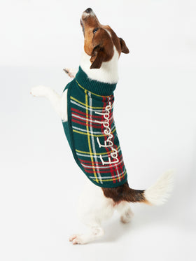 Dog sweater with tartan jacquard