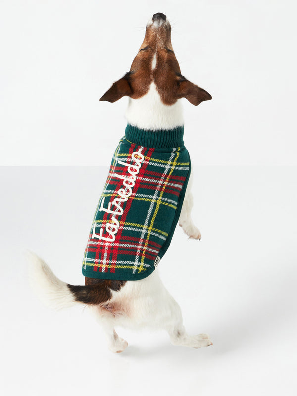 Dog sweater with tartan jacquard