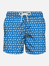 Herren-Badeshorts aus leichtem Stoff mit Bullterrier-Print