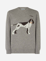 Maglione da da uomo girocollo in donegal con stampa jacquard cani country