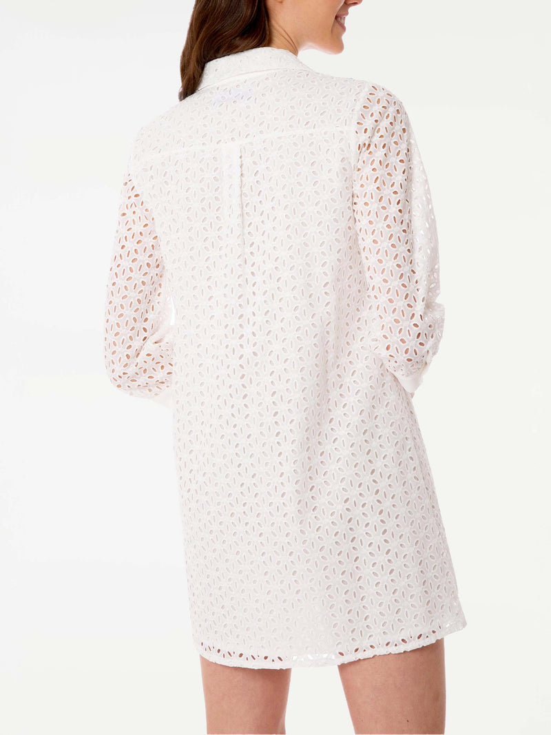 Woman white Sangallo shirt mini dress