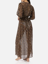 Cotton and silk long dress Bliss with animalier print