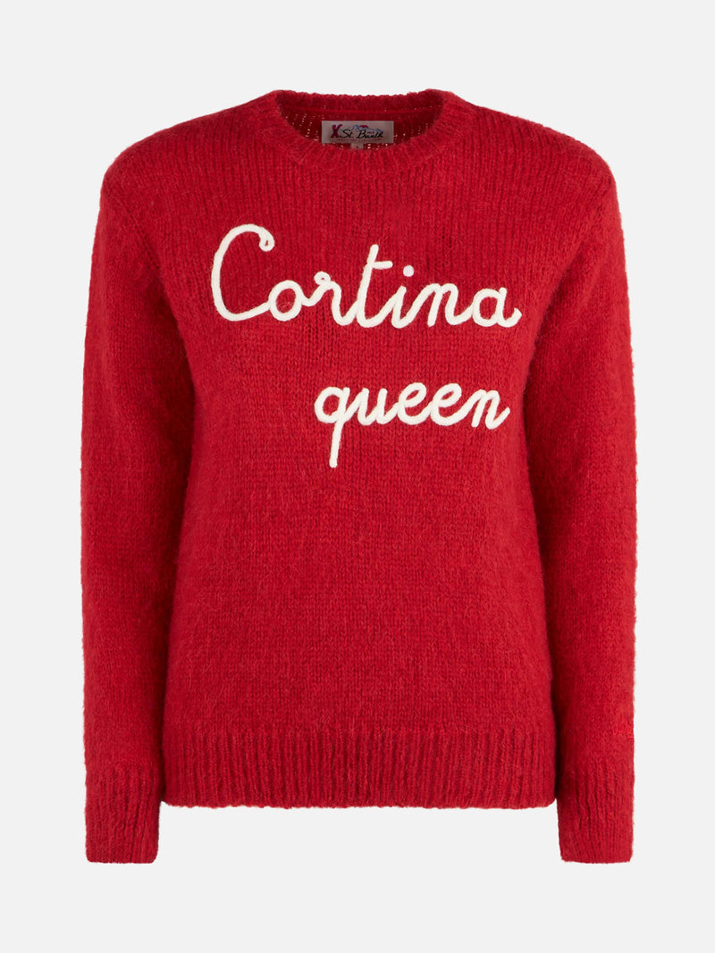 Maglia morbida da donna girocollo con ricamo Cortina Queen