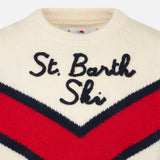 Boy crewneck sweater with Saint Barth ski embroidery