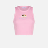 Crop-Tanktop aus Baumwolle mit Fiorucci-Print | FIORUCCI-SONDERAUSGABE