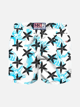 Boy swim shorts with flocked starfish print - MC2 Saint Barth
