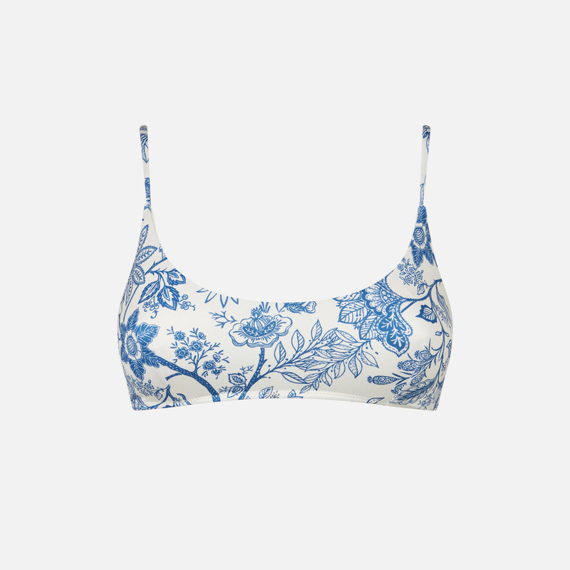 Woman bralette swimsuit with flower pattern