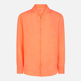 Camicia da uomo Pamplona in lino arancione fluo