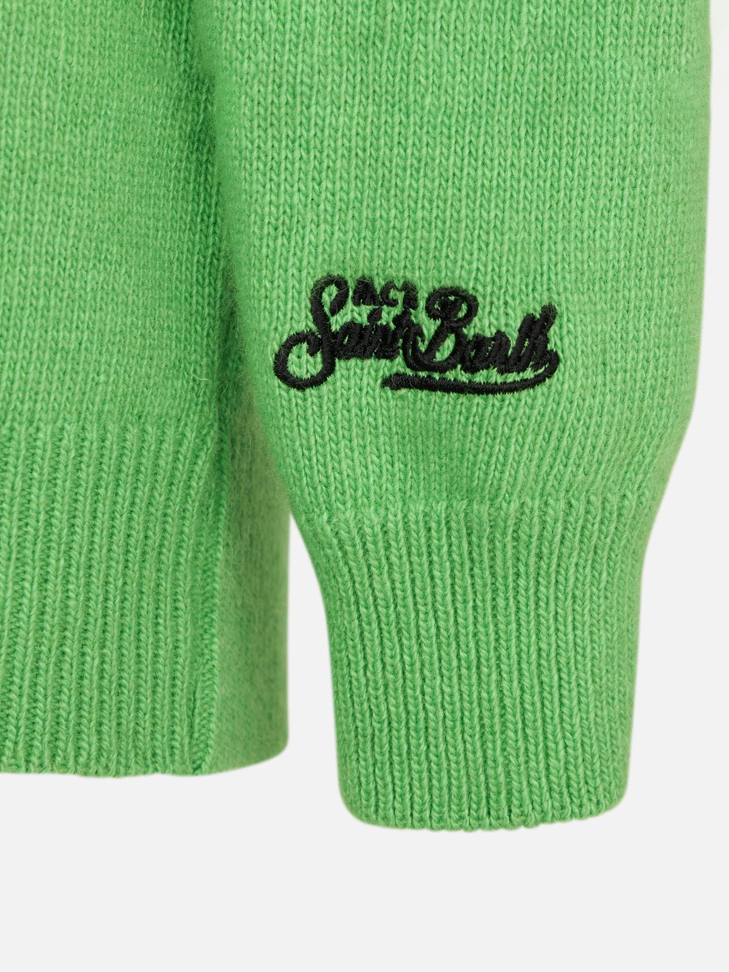 Maglione verde fluo da bambino con scritta Off-Piste