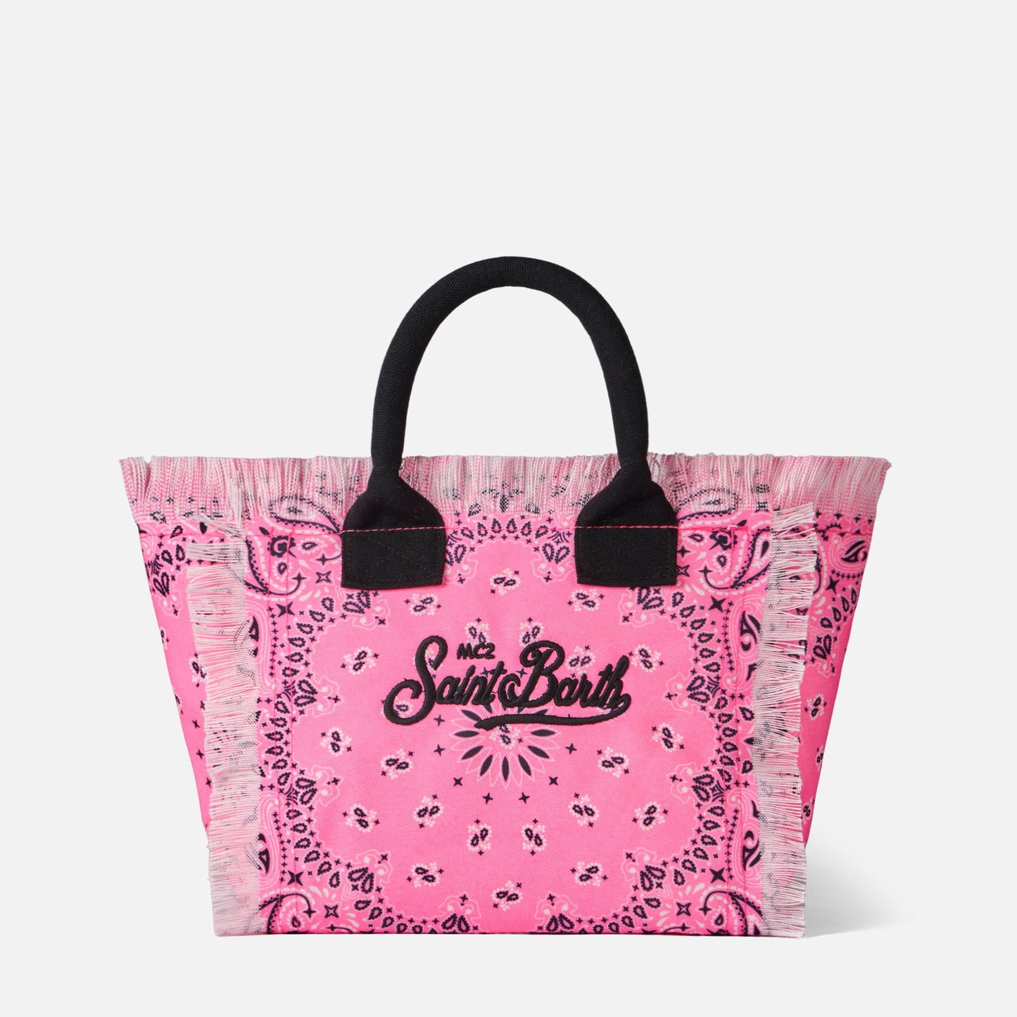 Colette fluo pink handbag with bandanna print - MC2 Saint Barth