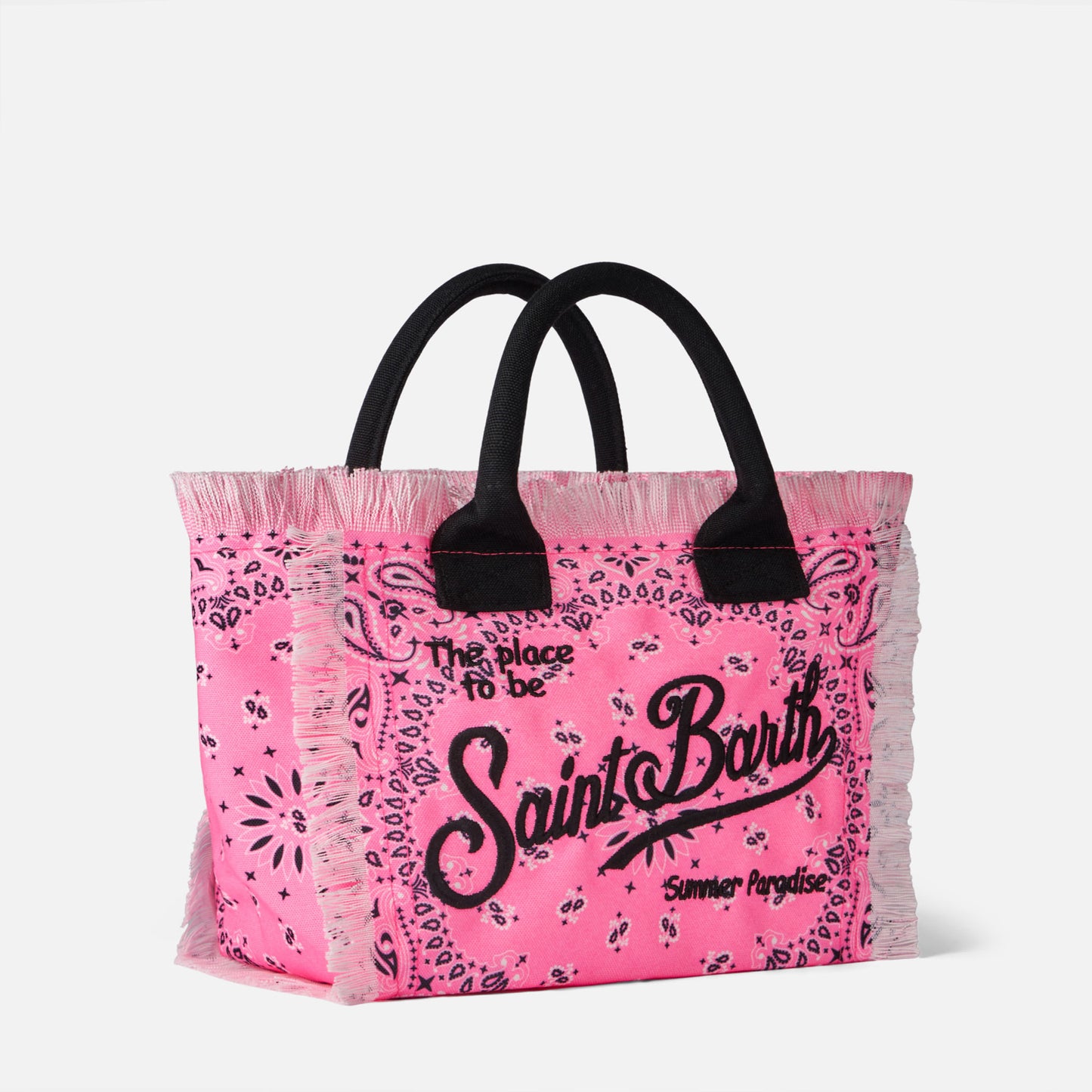 Colette fluo pink handbag with bandanna print - MC2 Saint Barth