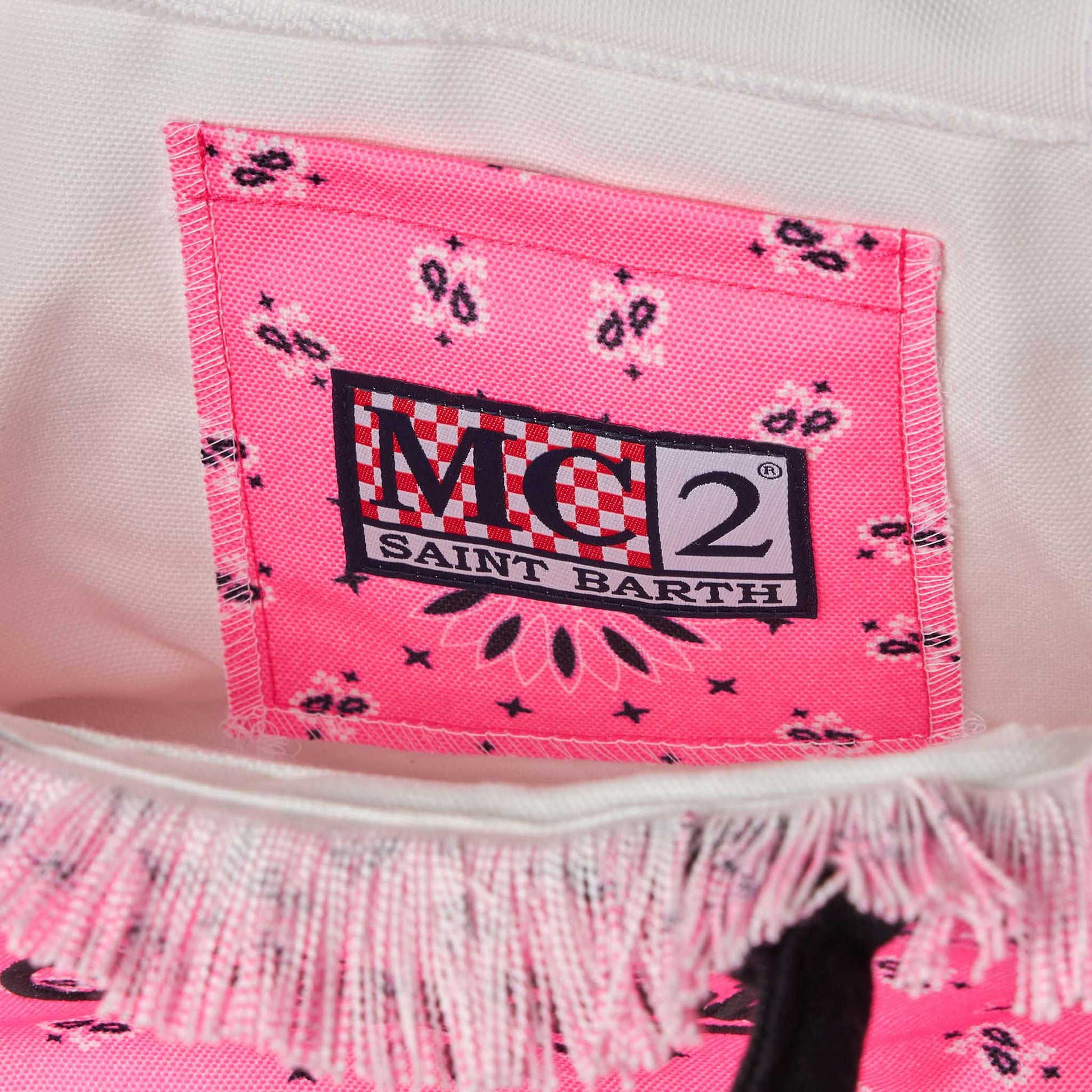 Colette fluo pink handbag with bandanna print - MC2 Saint Barth