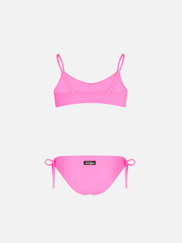 Bikini da bambina a bralette rosa fluo 